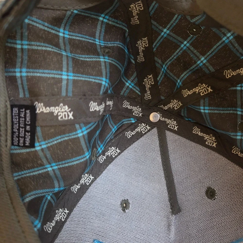 WRANGLER‎ 20X Blue and Gray Embroidered Plaid Baseball Hat Cap Adult